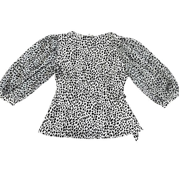 Perseption Concept Black/White Spotted Sheer Sleeve Blouse Womens Size L - Picture 8 of 8